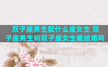 双子座男生配什么座女生 双子座男生和双子座女生能结婚吗